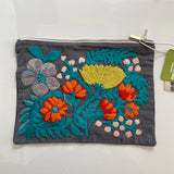 Carnation Hand Embroidered Large Travel Bag Pouch