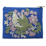 Bird Daisies Hand Embroidered Pouch Bag