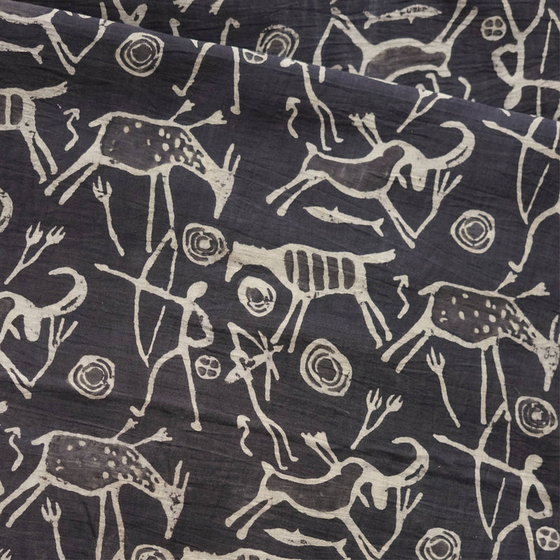 Cutch Naturally Dyed Clay Printed Ajrak Cotton Fabric