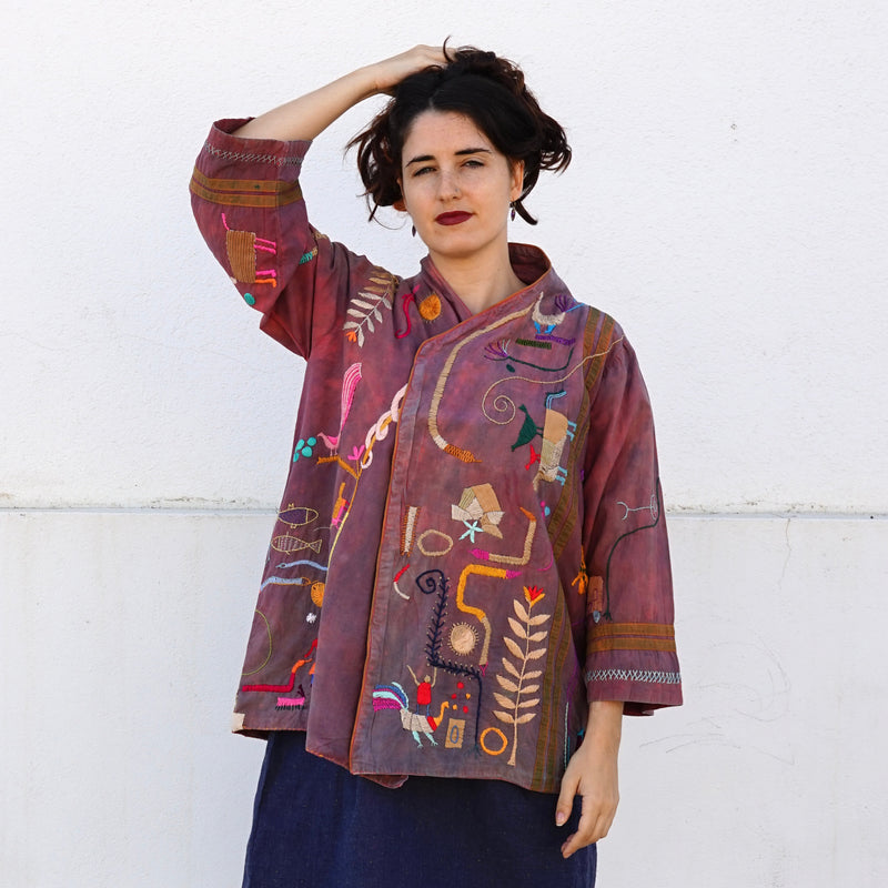 Ember Hand Embroidered Kimono Jacket