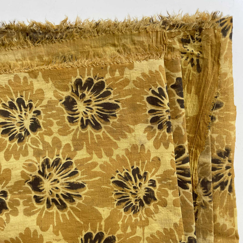 Marigold Naturally Dyed Clay Printed Ajrak Cotton Fabric
