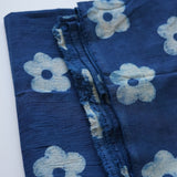 Daisy Indigo Dyed Clay Printed Ajrak Cotton Fabric
