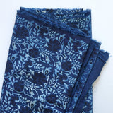 Vine Indigo Dyed Clay Printed Ajrak Cotton Fabric