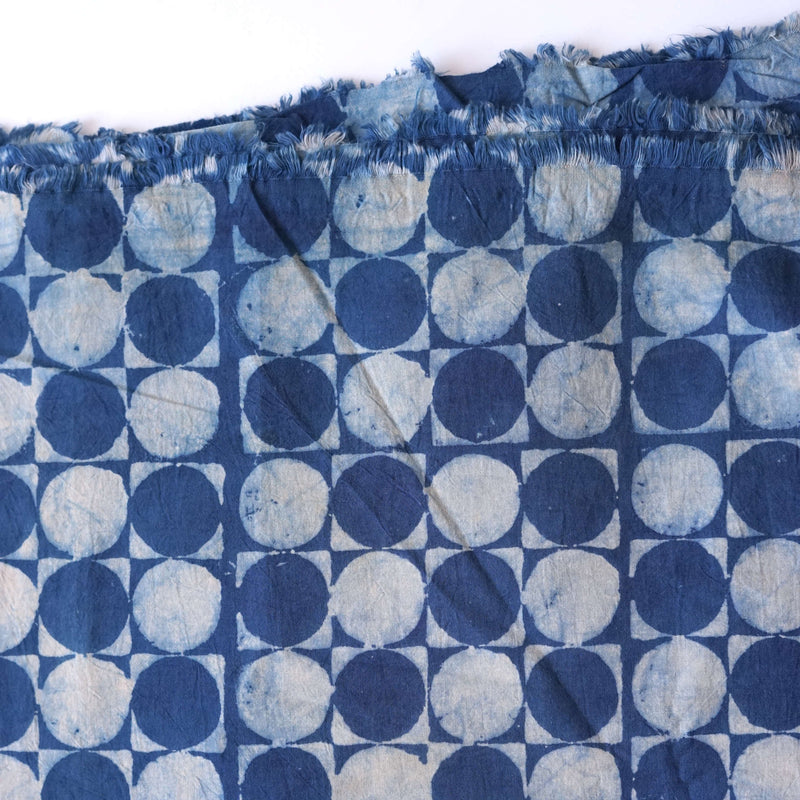 Dots Indigo Dyed Clay Printed Ajrak Cotton Fabric