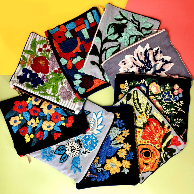 Hand Embroidered Pouch Bag