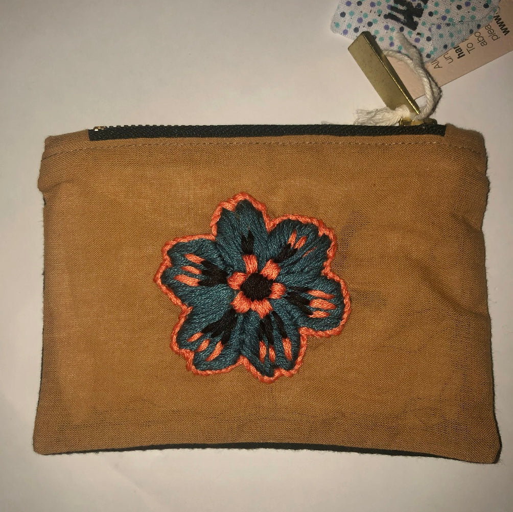 Forget me not Hand Embroidered Mini Coin Purse