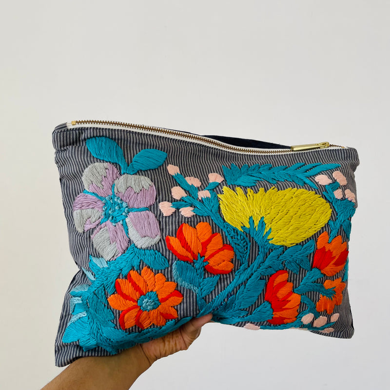 Hand-Embroidered Large Travel Pouch