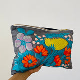 Carnation Hand Embroidered Large Travel Bag Pouch