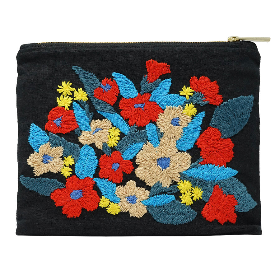 Gerbera Daisies Hand Embroidered Pouch Bag