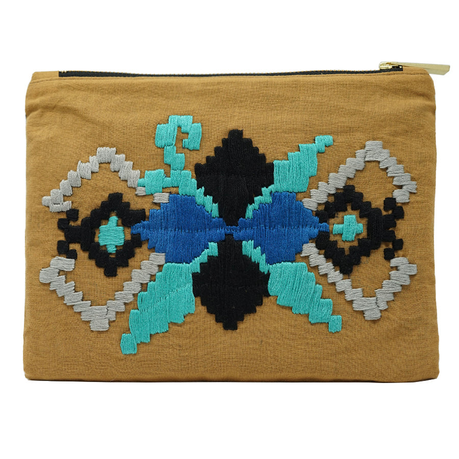Modern Phulkari Hand Embroidered Pouch Bag
