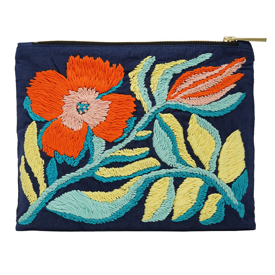 Lily of The Valley Hand Embroidered Pouch Bag