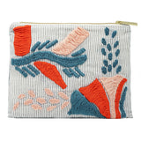 Red Cacti Hand Embroidered Pouch Bag