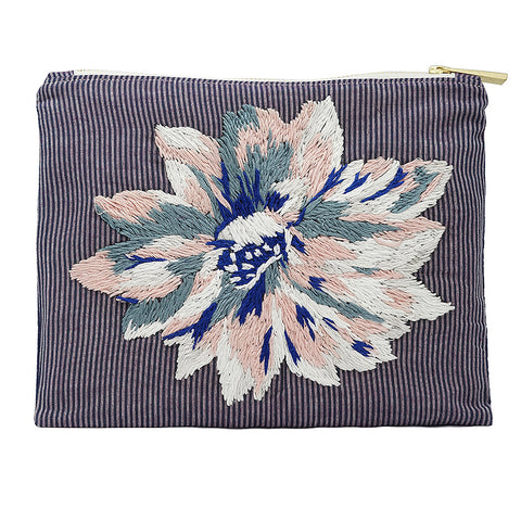 Large Nymphea Hand Embroidered Pouch Bag