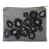 Black Peonies Hand Embroidered Pouch Bag