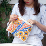 Morning Glory Hand Embroidered Pouch Bag