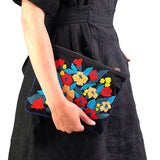 Gerbera Daisies Hand Embroidered Pouch Bag