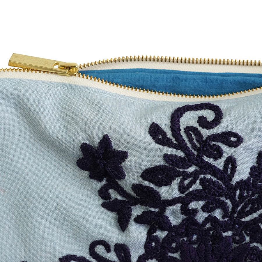 Passion Flower Hand Embroidered Pouch Bag