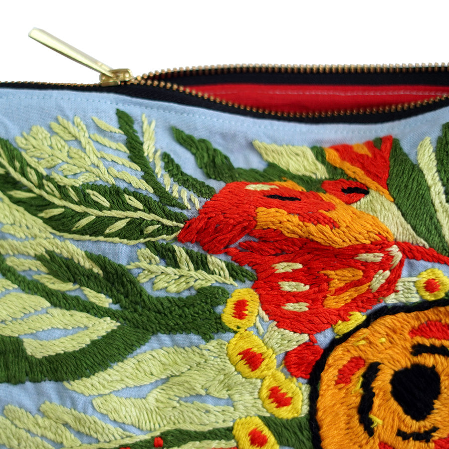 Garden Bunch Hand Embroidered Pouch Bag