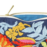Coral Lily Buds Hand Embroidered Pouch Bag