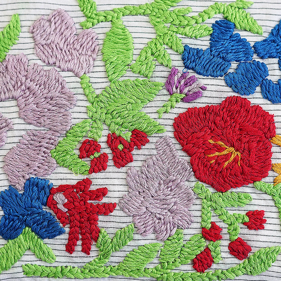Hibiscus Hand Embroidered Pouch Bag