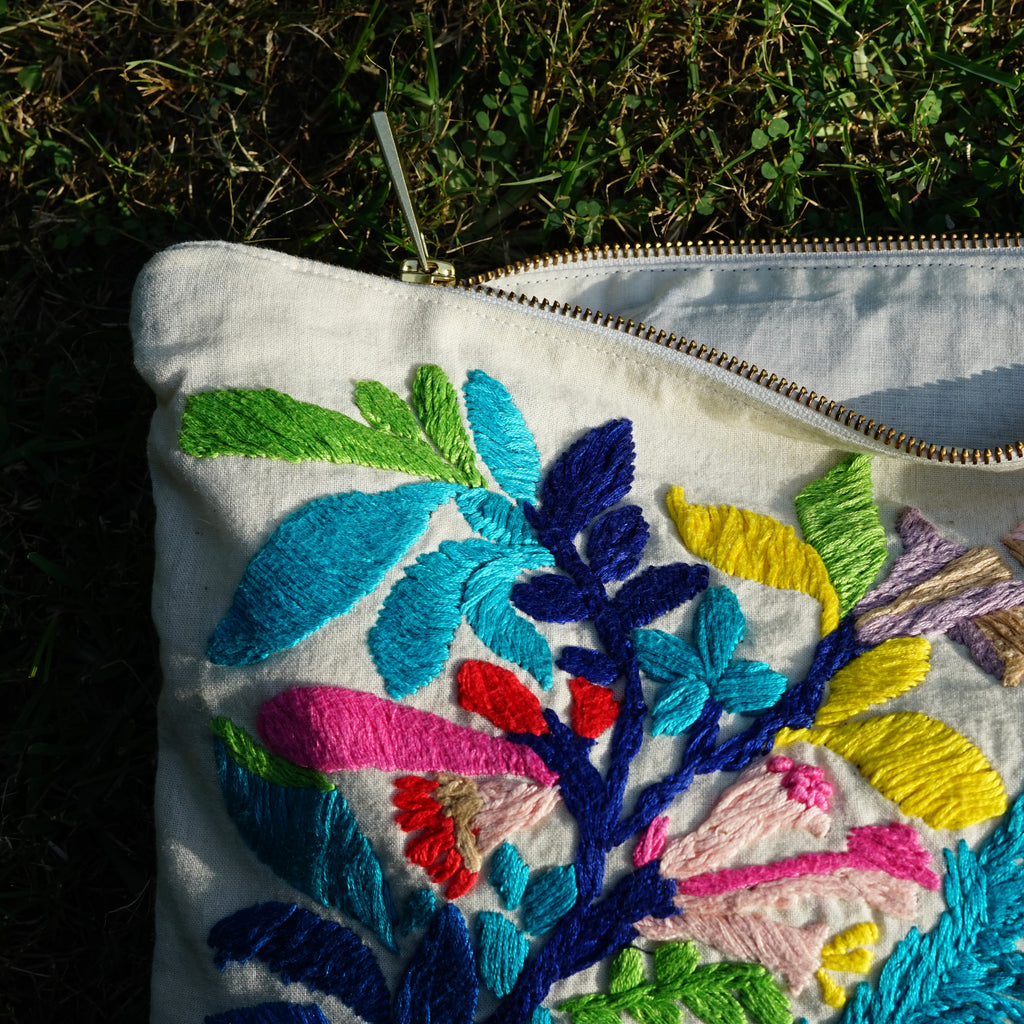 Hoya Garden Hand Embroidered Large Travel Pouch